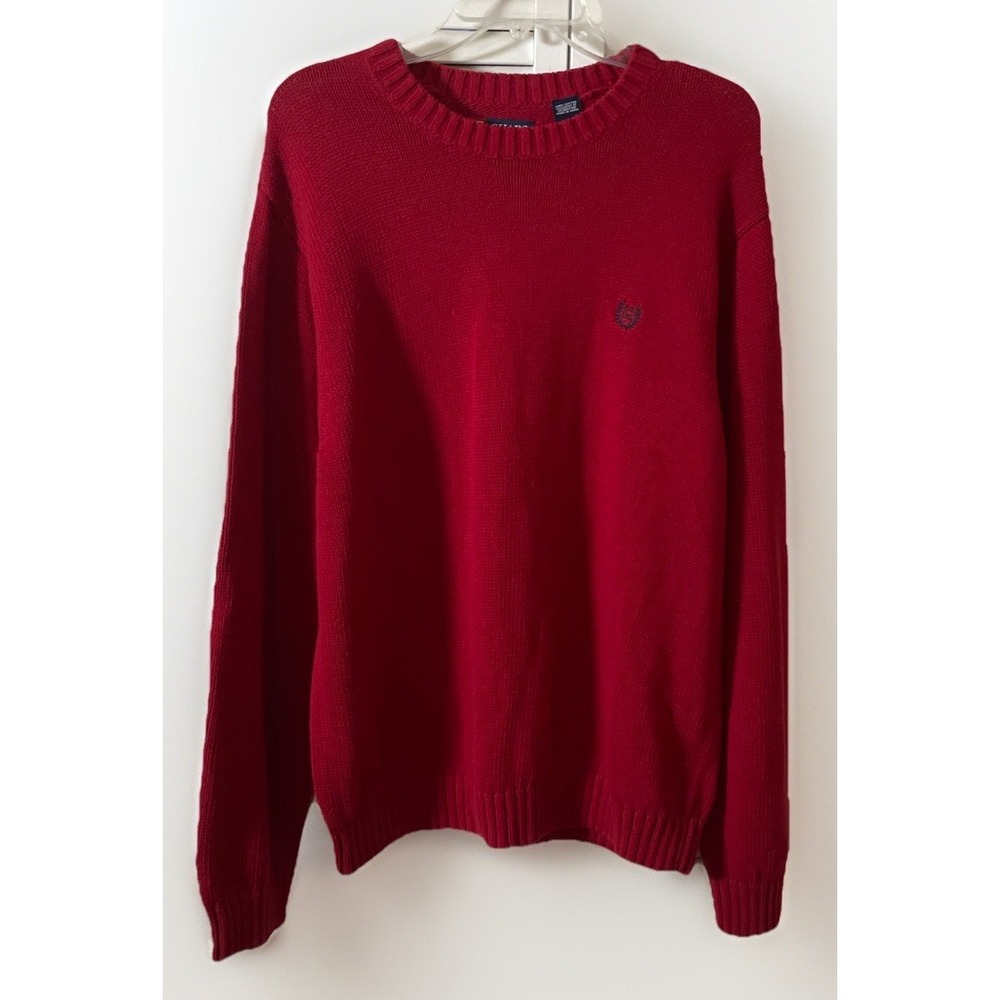 Chaps Ralph Lauren Red Long Sleeve Pullover Sweater Men's Size XL‎  Heavy Cotton